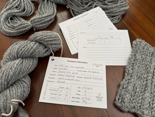 Handspun yarn information card