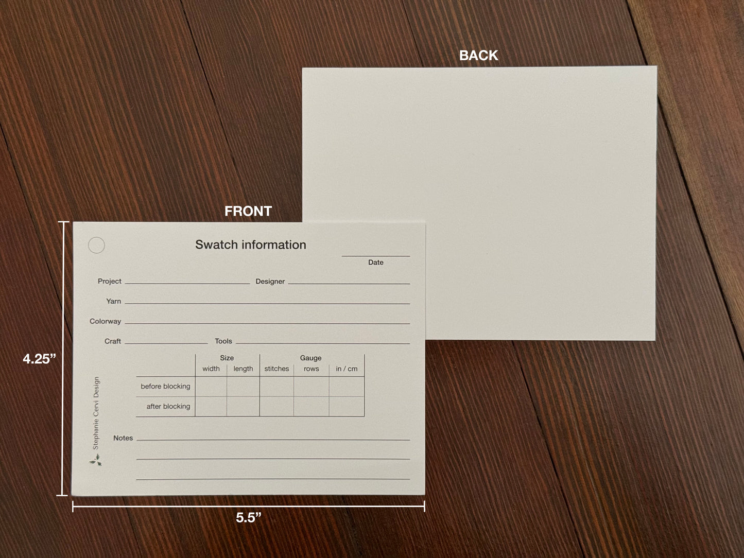 Project swatch information card
