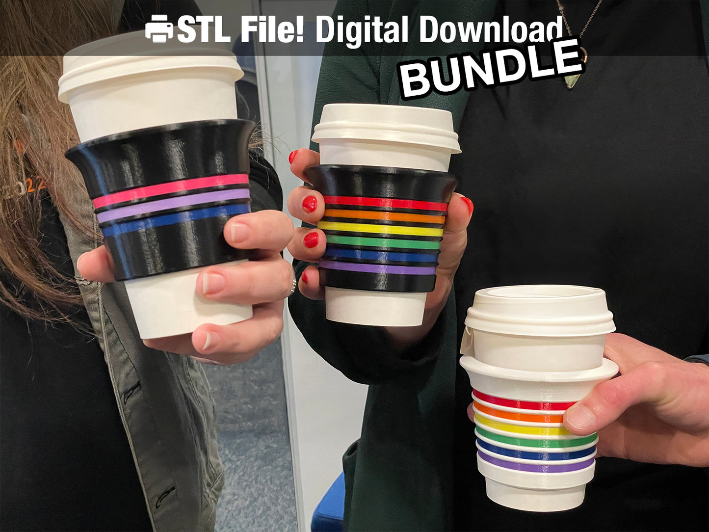 Reusable Coffee Cup Sleeve Deluxe Version STL Bundle