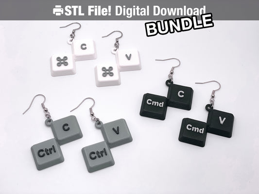 Copy Paste Keycap Earrings STL Bundle