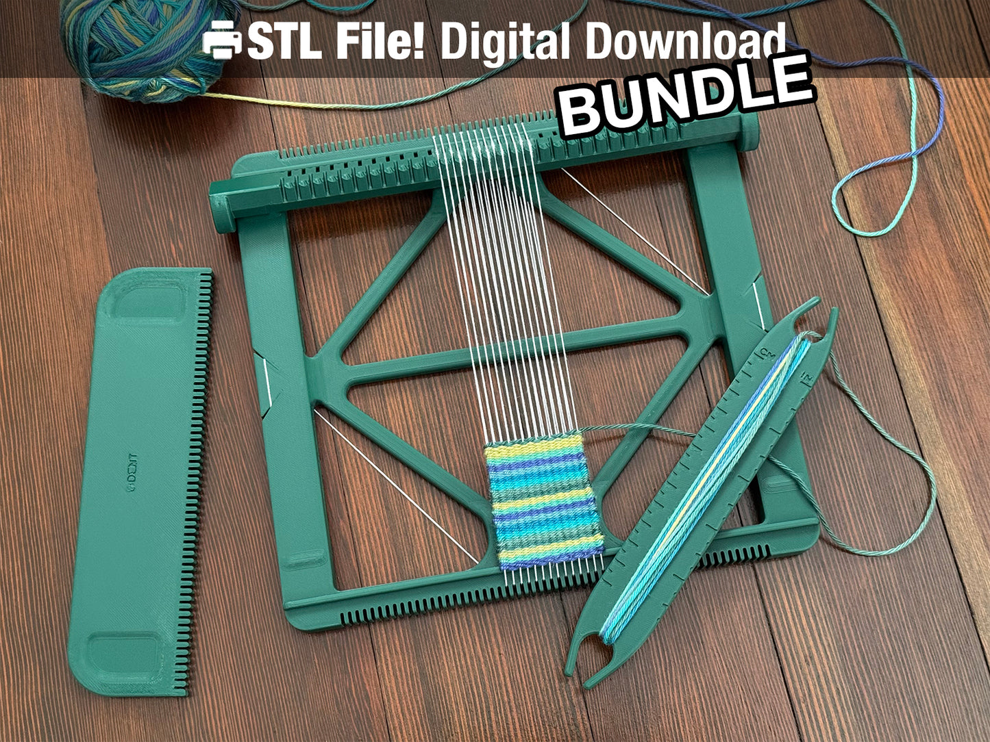 Pocket Loom Weaving Kit 7"x7" 8-dent STL Bundle