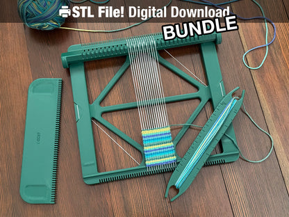 Pocket Loom Weaving Kit 7"x7" 8-dent STL Bundle