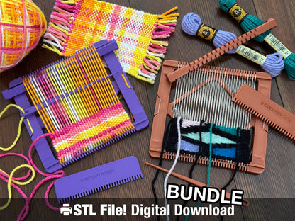 Pocket Loom Weaving Kit 4"x4" 8-dent STL Bundle