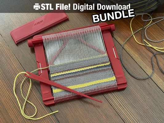 Pocket Loom Weaving Kit 4"x4" 12-dent STL Bundle