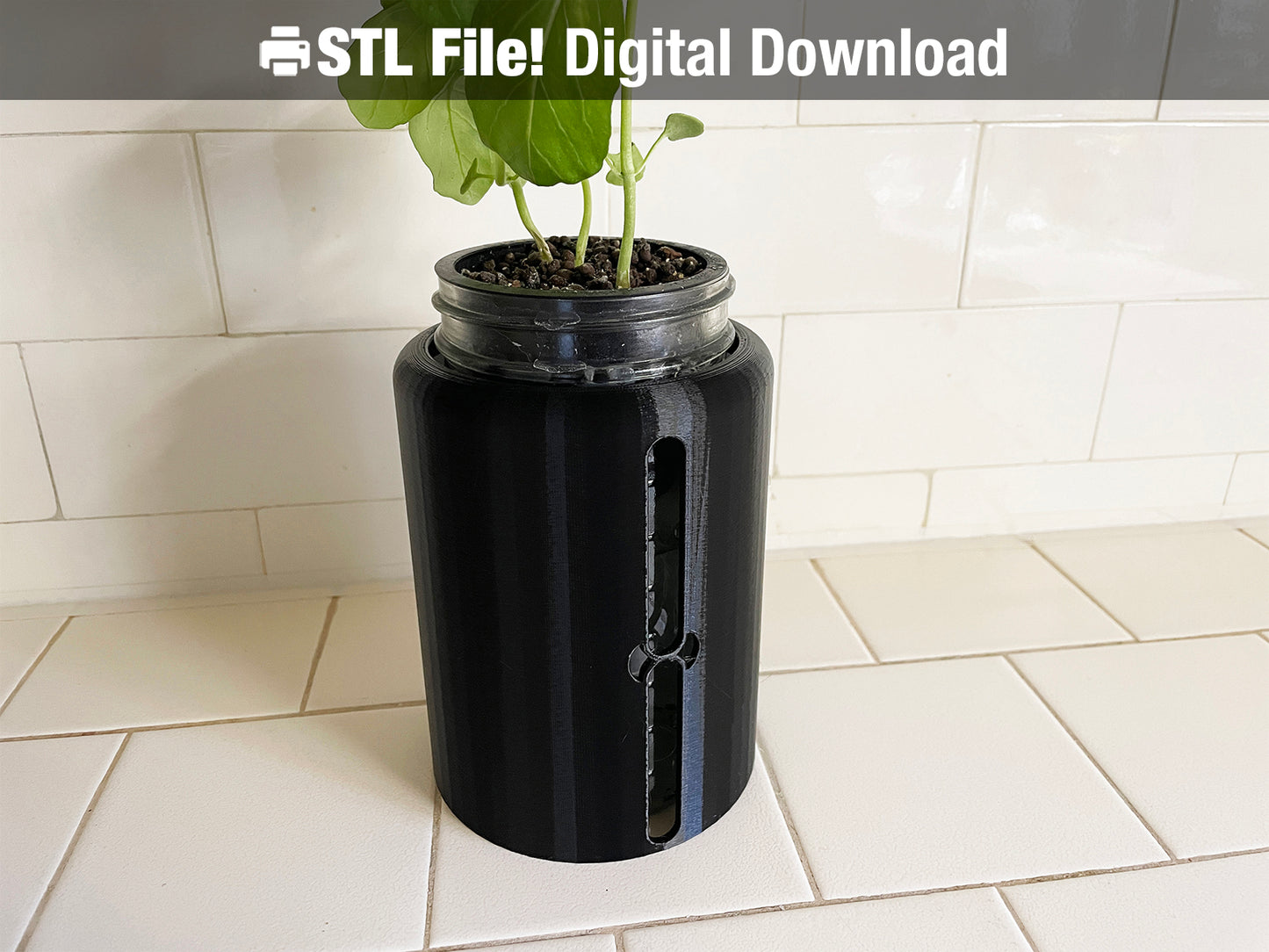 Kratky Jar Sleeve for Indoor Mason Jar Hydroponics STL File