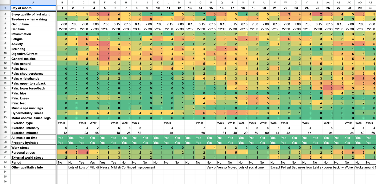 Symptom Tracker Template
